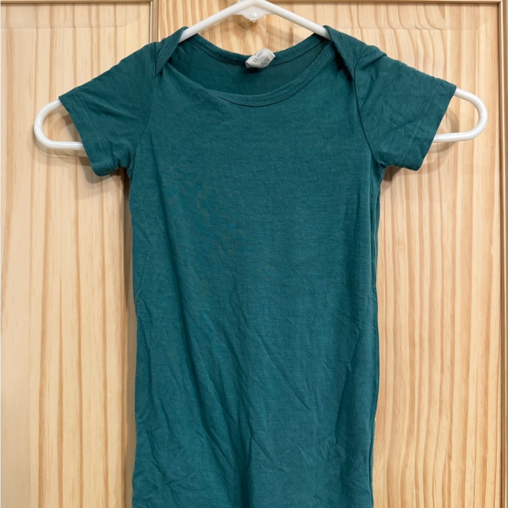 Kate Quinn Baby Teal Green Modal Spandex Short‎ Sleeve Bodysuit 12-18M